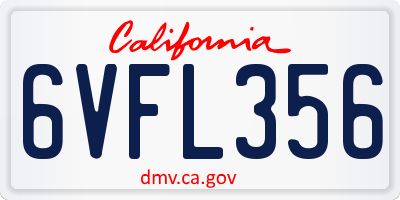 CA license plate 6VFL356