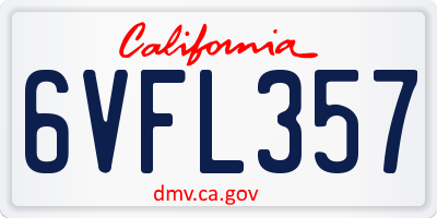 CA license plate 6VFL357