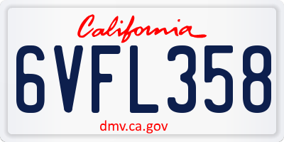 CA license plate 6VFL358