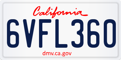 CA license plate 6VFL360