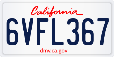 CA license plate 6VFL367