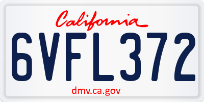 CA license plate 6VFL372
