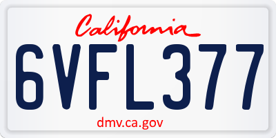 CA license plate 6VFL377
