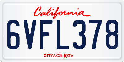 CA license plate 6VFL378