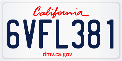 CA license plate 6VFL381