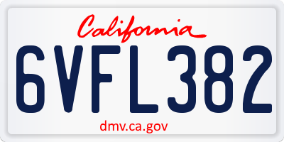CA license plate 6VFL382