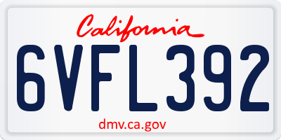 CA license plate 6VFL392