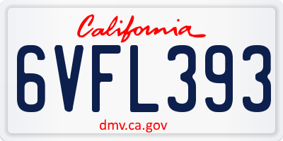 CA license plate 6VFL393