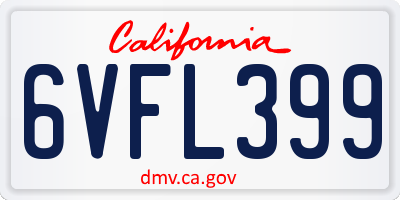 CA license plate 6VFL399