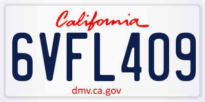 CA license plate 6VFL409
