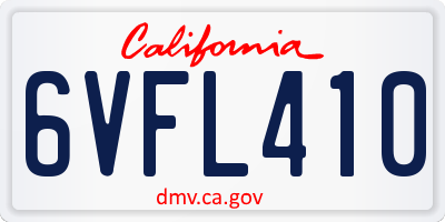 CA license plate 6VFL410