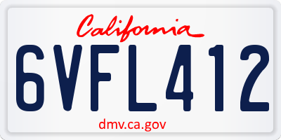 CA license plate 6VFL412