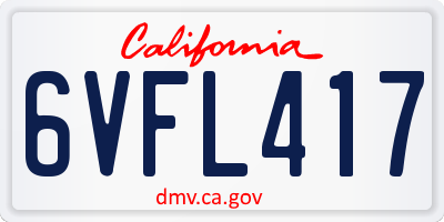 CA license plate 6VFL417