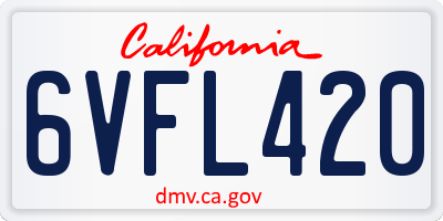 CA license plate 6VFL420
