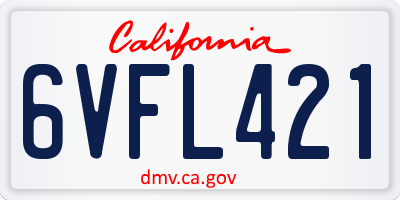 CA license plate 6VFL421