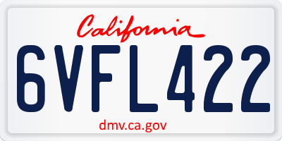 CA license plate 6VFL422