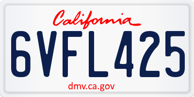 CA license plate 6VFL425
