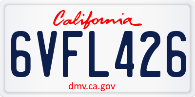 CA license plate 6VFL426