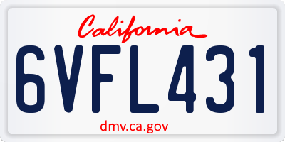 CA license plate 6VFL431