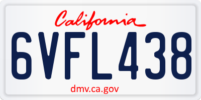 CA license plate 6VFL438