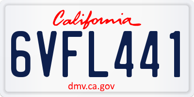 CA license plate 6VFL441