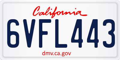 CA license plate 6VFL443
