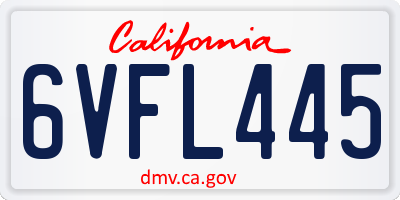 CA license plate 6VFL445