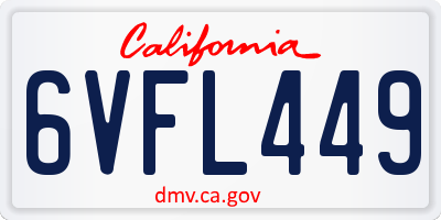 CA license plate 6VFL449