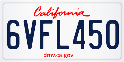 CA license plate 6VFL450