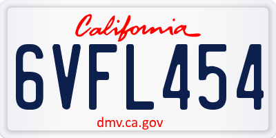 CA license plate 6VFL454
