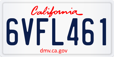 CA license plate 6VFL461