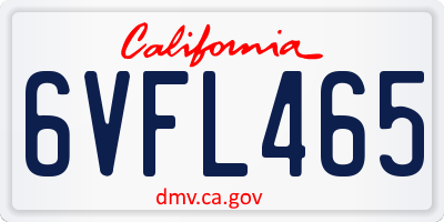CA license plate 6VFL465