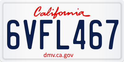 CA license plate 6VFL467