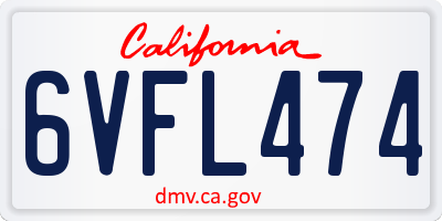 CA license plate 6VFL474