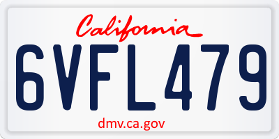 CA license plate 6VFL479