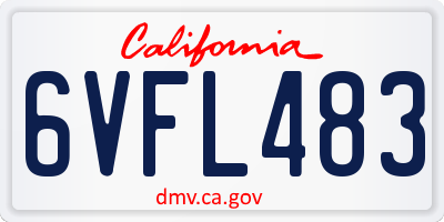 CA license plate 6VFL483