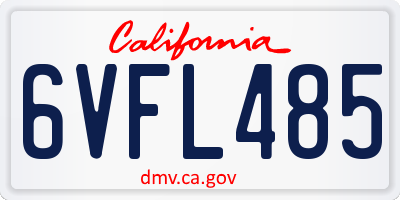 CA license plate 6VFL485