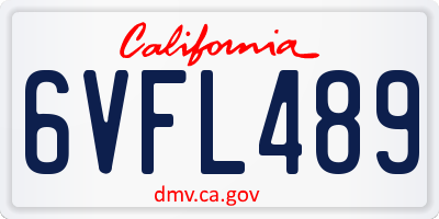 CA license plate 6VFL489