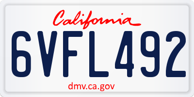 CA license plate 6VFL492