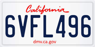 CA license plate 6VFL496