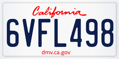 CA license plate 6VFL498