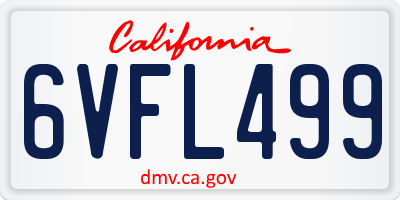 CA license plate 6VFL499