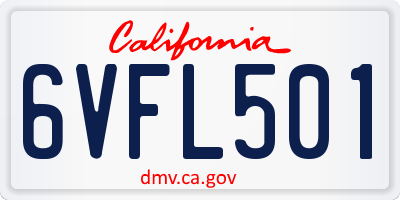 CA license plate 6VFL501