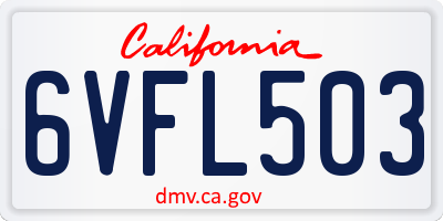 CA license plate 6VFL503