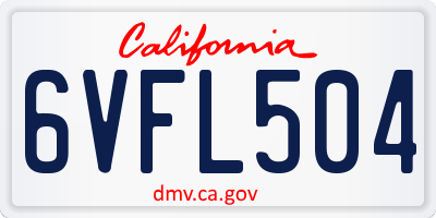 CA license plate 6VFL504