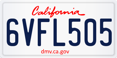 CA license plate 6VFL505