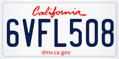 CA license plate 6VFL508