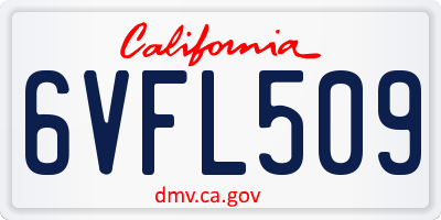 CA license plate 6VFL509