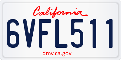 CA license plate 6VFL511