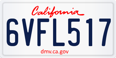 CA license plate 6VFL517